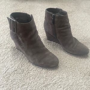 Lauren Blakwell Stone Darlene Suede Wedge Booties